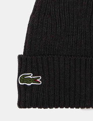 Gorro Lana Lacoste Liso Negro