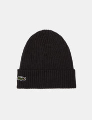 Gorro Lana Lacoste Liso Negro