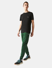 Camiseta Lacoste Negro Liso de Algodón Para Hombre