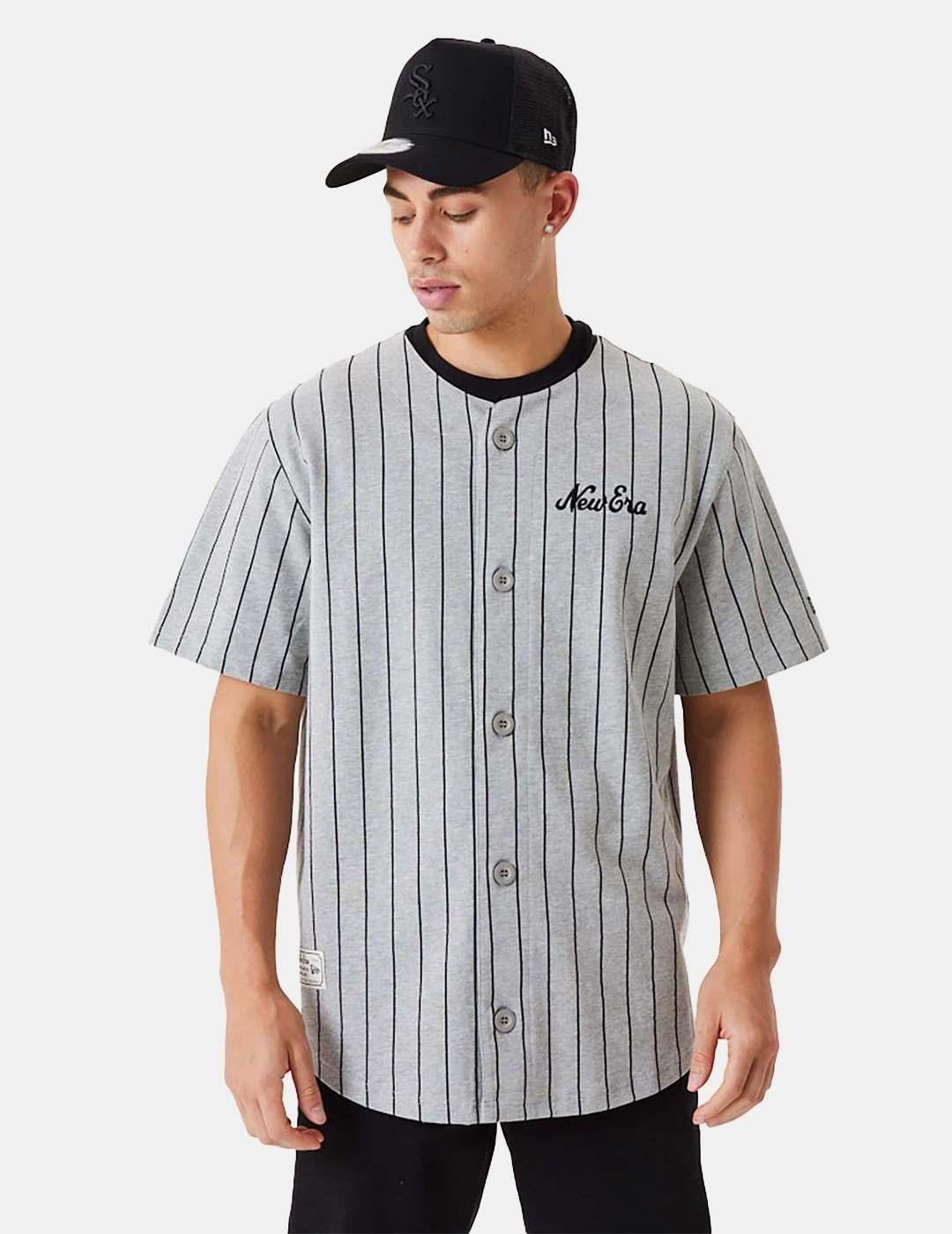 Camisa New Era Pinstripe Jersey Gris