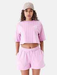 Camiseta New Era Pinstripe Crop Rosa