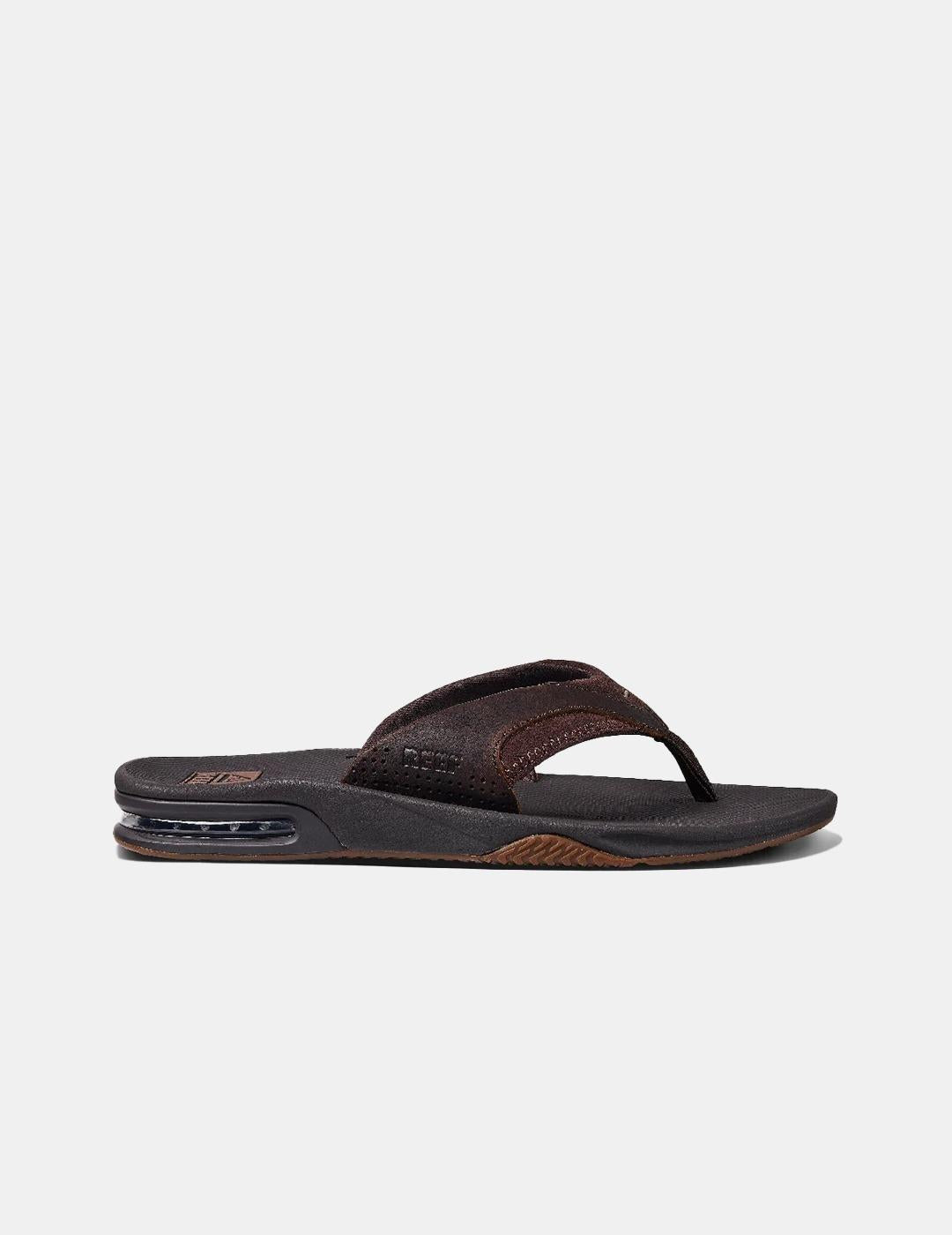 Chanclas Reef Leather Fanning Dark Brown