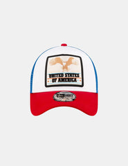 Gorra New Era Trucker Eagle Patch Blanco Rojo